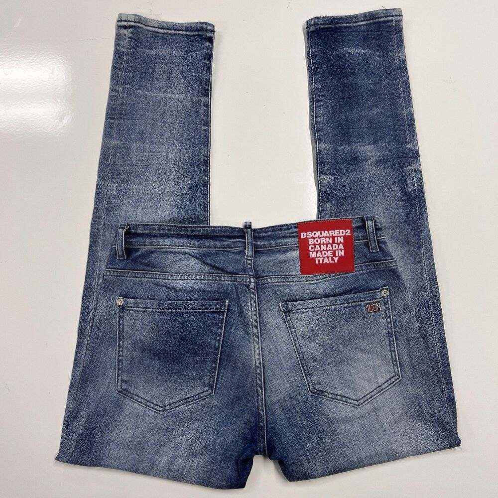 Dsquared2 Jeans 32x31 Distressed Slim Made In Italy Icon Denim Blue Men